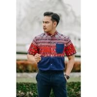 ราคา เสื้อผ้าฝ้ายพิมพ์ลายล้านนาคอจีน แขนสั้นNo.39กรมสั้นแดง (19642341920)