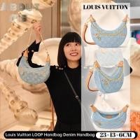 ราคา NEW！！ หลุยส์วิตตอง Louis Vuitton LOOP Handbag Denim Handbag LV Womens Chain Crossbody Bag M24846 (25841931663)