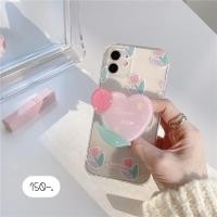ราคา เคสใส เคสแถมที่ติด เคสแถมGriptok งานน่ารักมากๆ แถมที่ติดด้วยนะ เคสใสทิวลิป+holder หัวใจ (9953286085)