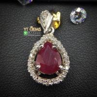 ราคา จี้หยดน้ำ จี้ทับทิม จี้เงินแท้ 92.5% ชุบทองคำขาว ประดับ พลอยทับทิมแท้ ตกแต่ง เพชรSwiss YTG-8688 (7129235143)