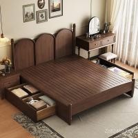 ราคา Mi B & B อเมริกันจีนเตียงไม้เนื้อแข็งเตียงคู่1.8แสงหรูหราเตียงฝรั่งเศสเตียงหลักย้อนยุค1.5โบราณไม้เนื้อแข็งทั้งหมด Mi CFHX (40973718307)