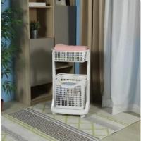 ราคา ตะกร้าผ้า 2 ชั้นใหญ่ ทรงเหลี่ยม มีล้อเลื่อน สีขาว ตะกร้าใส่ผ้า (1862615315)