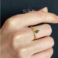 ราคา ▣ แหวนทรงหยดน้ำสีดำแหวนเพชรทอง กันน้ำกันจาง • แหว (29023098883)