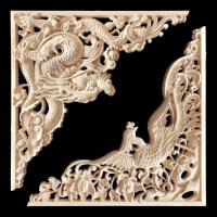 ราคา ไม้จริงเชิงมุมสติ๊กเกอร์ไม้ Dongyang ไม้แกะสลักมังกรและนกฟีนิกซ์ไม้แกะสลักตกแต่งผนังเพดานทิเบต (27772991107)