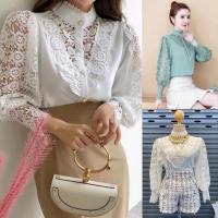 ราคา พร้อมส่งเสื้อลูกไม้คอจีน เสื้อเชิ้ตลูกไม้ฉลุลาย (5344696595)