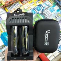 ราคา ชุดชาร์จ ถ่าน 18650 ดำ 2000mAh 2ก้อน +เครื่องชาร์จTrustfire (2515915904)