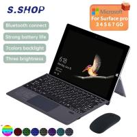 ราคา คีย์บอร์ดไร้สาย เพื่อ Microsoft Surface Pro 3 4 5 6 7 Go 1 2 3 คีย์บอร์ดเรืองแสง พร้อมแทร็คแพด ฝาครอบคีย์บอร์ดแม่เหล็ก (19790300643)