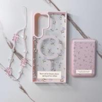 ราคา 3pcs ดอกไม้สีม่วงสีชมพูกระเป๋าสตางค์สําหรับ Samsung s22 s22plus ultra กรณี Girly S23 S23Plus s23fe s24 s24plus s24ultra กระเป๋าสตางค์ปกหลัง (28056442343)