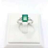 ราคา แหวนโมราแท้ แหวนเงินแท้ 925 ชุบทองคำขาวแท้ พลอยโมราเขียวมรกต (19020963216)