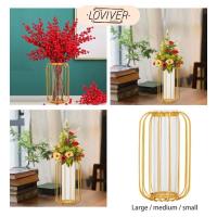 ราคา LOVIVER แก้วแจกันดอกไม้แห้งตกแต่งบ้านแจกันดอกไม้แห้งดอกไม้สีทอง (29128386704)