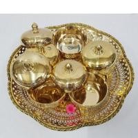 ราคา Brass byfa ชุดถวายข้าวพระ ถาดกุหลาบ 14 นิ้วและผอบ4นิ้ว 5ใบ (12775914310)