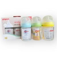 ราคา Pigeon ขวดนม PPWN คอกว้าง ขนาด 5 oz./160 ml. พร้อมจุกนม Size S (แพ็ค 3 ขวด) ฝาเกลียวคละสี (6378021662)