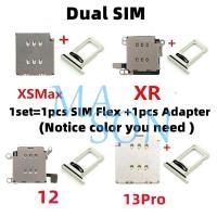 ราคา Dual Sim Card Reader Connector Flex Cable + Tray Slot Holder Adapter สําหรับ 11 12 13 Pro Max XR XSMax (51200013997)