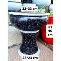 ราคา อ่างน้ำปลูกบัวดินเผา ลายหินอ่อนสีดำ อ่างเสริมฮวงจุ้ยหน้าหน้าบ้าน ได้ยกชุด (อ่าง+ขาตั้ง) รับประกันสินค้าแตกนะหว่างขนส่ง (17194530121)