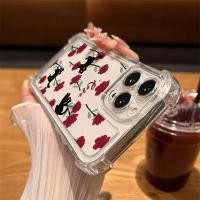 ราคา Insสไตล์red RoseปลอกสําหรับVivo T1 Pro V23 Pro Y21 Y21S V21E 4G 5G V21 V21S Y72 Y52 Y51 Y31 V20 V20 SE IQOO Z3 Black Catเคสโทรศัพท์สี่มุมป้องกันการล่มสลาย (27023181976)