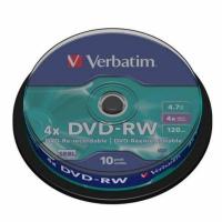 ราคา แผ่นดีวีดีรีไรท์ ลบได้ Verbatim DVD-RW 4.7GB/120min 4x speed (Pack 10 Disc) (2818611748)