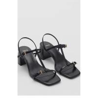 ราคา MNG Mango รองเท้าผู้หญิง 2025 ฤดูร้อนสไตล์ใหม่ Lace-Up บล็อกส้นรองเท้าแตะสแควร์ Toe Design รองเท้าส้นสูงฝรั่งเศส (27688463081)