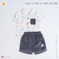 ราคา Elegant Kids ชุดเสื้อเชิ๊ต+กางเกง สำหรับลูกชาย 6-24 เดือน ลายทะเลคิ้วท์ ชุดใส่ไปเที่ยวเด็ก (27451072922)