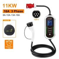 ราคา 11KW 16A EV แบบพกพา Charger Type2 EVSE กล่องชาร์จนัดหมายเวลาเครื่องชาร์จรถยนต์ไฟฟ้า CEE ปลั๊ก IEC62196-2 ไฟฟ้า (49700297082)