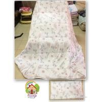 ราคา ผ้าห่มใยไหมหรือขนเป็ดเทียม ผืนใหญ่ 7ฟุต (200x230cm) ลายดอกไม้ชมพู (1591290965)
