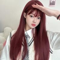ราคา GDS Wigs วิกผมตรงสีไวน์แดง มีหน้าม้า (ยาว 65 cm) (25823087930)