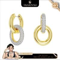 ราคา Swarovski (ใหม่)ต่างหูแฟชั่นสตรี ต่างหูห่วง Dextera ชุบทองพร้อมแหวนประสานและเพชรสีขาว ของขวัญวันวาเลนไทน์ ของขวัญวันเกิด (25891298484)