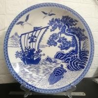 ราคา จานตั้งโชว์​ 37.5​ Cm./เซน.​ ยุคราชวงศ์โชวะ​ตอนต้น(ญี่ปุ่น)​ เซรามิก​ ลายคราม​ มีลายแตกลายงา(หายาก)​ (24732730081)