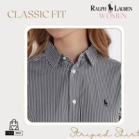 ราคา [New_ของแท้%_พร้อมส่ง]_Polo Ralph Lauren-Women-เชิ้ตลายทางสีเทาเข้ม/ขาว แขนยาว ปักม้าดำ Women Size 14 (28838404178)