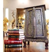 ราคา ตู้พระไตรปิฎก ตู้พระธรรม ตู้โชว์หัวเตียง งานไม้เดินเส้นตกแต่งประดับองค์พระลายนูน (24657002639)