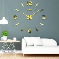 ราคา นาฬิกาแขวนผนัง นาฬิกาติดผนังวินเทจ นาฬิกาติดผนัง DIY 3D แบบตัวเลขผสม-สีทอง ไซด์ใหญ่ ขนาดจัมโบ้ ขยายได้สูงสุด 140X140 ซม. (9933782707)
