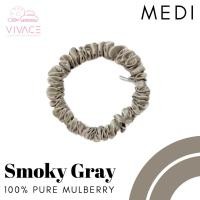 ราคา ยางรัดผมผ้าไหมแท้ สี Smoky Gray Size M ยางผ้าไหมถนอมเส้นผม mulberry แท้ 100% mulberry silk scrunchie (26008879419)