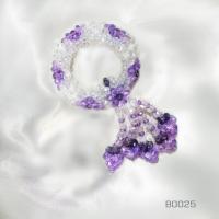 ราคา พวงมาลัยคริสตัลลายดอกสีม่วง สลับสีขาวใส B0025 (9047232314)