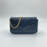 ราคา [9.9 ใหม่] GUCCI/GUCCI GG Marmont Super Mini Marmont Ladies One Shoulder Messenger Bag Black Gold (41525821857)