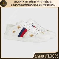 ราคา ใหม่ มีใบเสร็จ อุปกรณ์เสริมที่สมบูรณ์ Gucci ACE สีขาว รองเท้ากีฬา ของแท้ 100 (43419427612)