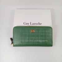 ราคา Guy Laroche แท้!! กระเป๋าสตางค์ผู้หญิงใบยาวซิปรอบ สีเขียวเข้ม หนังลาย โลโก้ทอง หนังแท้ (29251099056)