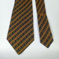 ราคา เนคไทมือสอง CelineParis Men Silk Tie Green Gold Striped Pattern Design Made in Spain (24746594945)