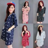 ราคา ราคา 260 บาท เดรส ลายหลุยสวยๆๆ แต่งกระเป๋า2ข้าง #คอวีและแขนยาว ทรงโอเวอร์ไซส์ เนื้อผ้าไหมอิตาลี ** (9375423)