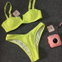 ราคา [BKN528] <AU> V-NECK RIBBED BIKINI SET PINK/NEON GREEN/ORANGE (WITH FRAME) (42163491714)