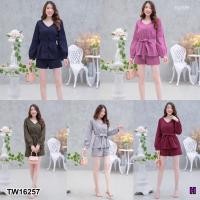 ราคา SS16257 Set 2 ชิ้น เสื้อแขนยาว ปลายแขนจั้ม + กางเกงขาสั้น (12573124889)