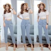 ราคา กางเกงผ้าโรเชฟ 7 ส่วน สีฟ้า (14683163135)