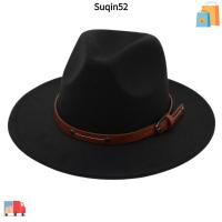 ราคา Suqin52 Felt Fedora หมวก, Vintage พร้อมเข็มขัดหัวเข็มขัดปานามาหมวก,แฟชั่นกว้าง Brim Elegant หมวกคาวบอยผู้ชายผู้หญิง (28873490349)