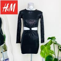 ราคา ไซด์ XS แบรนด์ H&M แท้ 100%เดรสงานเกล็ดวิบวับ โชว์เอว สีดำใส่ออกงาน ทรงเข้ารูป เดรสออกงาน ชุดปาร์ตี้(270) (26603884191)