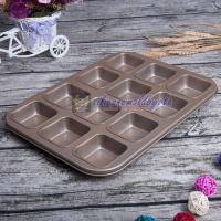 ราคา ถาดอบขนม ถาดหลุม ถาดอบขนมสี่เหลี่ยม 12 หลุม สีทอง (5634899272)