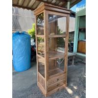 ราคา ตู้ไม้สัก ตู้โชว์ไม้สักนางเอก คอเรียบ สีเสี้ยนขาว ขนาดกว้าง65ลึก45สูง180ซม.(ไม้สักแท้ทั้งหลัง) (28176149291)