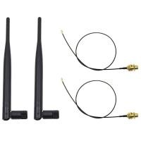 ราคา 2 x 6dBi 2.4GHz 5GHz Dual Band WiFi RP-SMA Antenna + 2 x 35cm U.fl / IPEX Cable COD (1787964490)