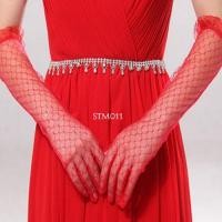 ราคา MERAH สีแดงยาวโปร่งใสเจ้าสาวถุงมือแต่งงานถุงมือปาร์ตี้ Stm011 (43520828826)