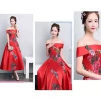 ราคา ชุดราตรี​ ชุดยกน้ำชา​ ชุดออกงาน​ ชุดผ้าไหม​ เดรสสีแดง ผ้าไหม งานปักดอกไม้ (3517886529)