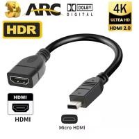 ราคา Micro HDMI To HDMI Female Adapter Cable For Raspberry Pi 5/Pi 4 Hero 7 6 A6000 Camera HDTV (27507566519)