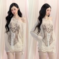 ราคา เสื้อแขนยาวผู้หญิง เสื้อไหมพรมเบาบาง สไตล์เกาหลี ใส่สบาย ทรงหลวม เปิดไหล่ #2376 (43775493092)