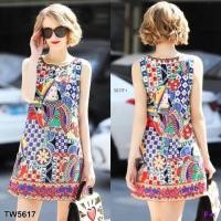 ราคา เดรสแขนกุด แต่งลายกราฟฟิกกับลายไพ่ (1183614217)